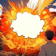 Colorful Comic Style Speech Bubble with Explosive Background