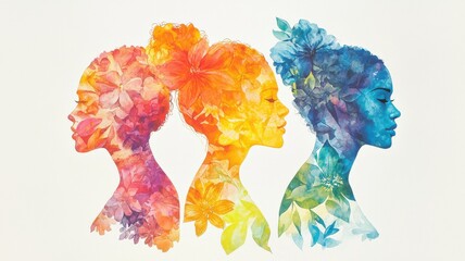Colorful Silhouette of Women in Abstract Style