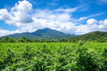 Lush Green Hemp Field Landscape