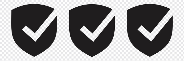 Shield with check mark icon set