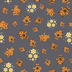 Cute and Minimalistic Puss In Boots Seamless Repeat Pattern Design