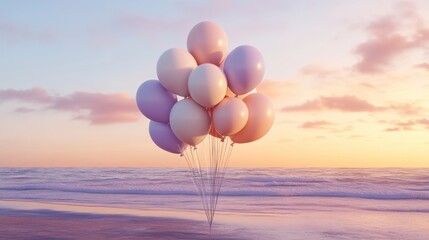 Fototapeta premium The Balloons Over Ocean Sunset