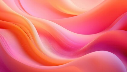 Obraz premium Dreamy Gradient Waves in Pastel Tones. Abstract Background with Soft Fluid Lines and Vibrant Pink Orange Colors, Perfect for Calm, Creative Concepts in Branding, Web Design, and Wallpapers