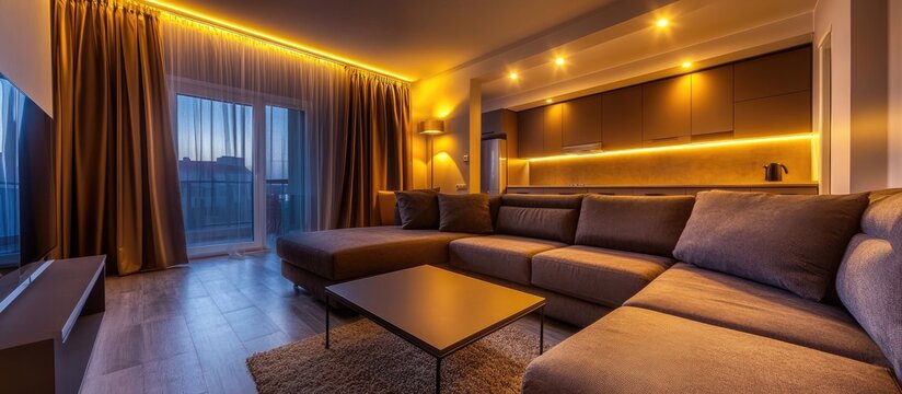 Bright and cozy modern apartment interior with inviting atmosphere ideal for home decoration and preparing for sale real estate interior design