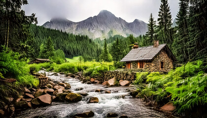 Stone Home in the Mountains