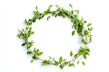 Minimalistic green wreath on a white background with leaves