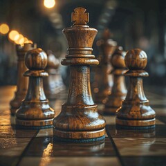 Fototapeta premium Chess game mid-strategy