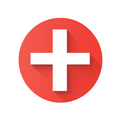 Obraz premium A white plus sign in a red circle, symbolizing addition, new beginnings, and growth.