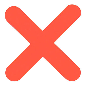 recommend clip art: A simple red 'X' symbol against a black background, representing denial, rejection, or cancellation.