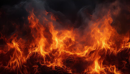 Fototapeta premium Fire flames pattern for abstract natural texture. Heat and blaze. Fiery fury close up dynamic motion