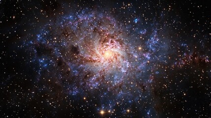 Obraz premium Observatory view of swirling galaxy with vivid pink and blue tones, giving an anime-like look of the cosmos. Intriguing and colorful space scene.