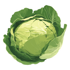 Fototapeta premium A fresh, green cabbage with tightly packed leaves.