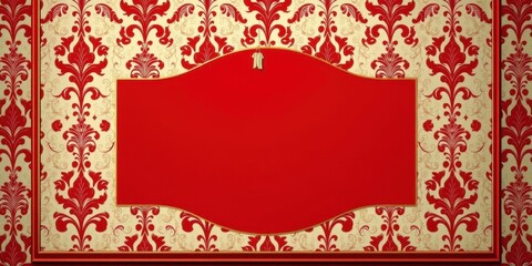 Red wallpaper with elegant damask pattern perfect for adding a touch of sophistication to any room, interior design, classic, retro