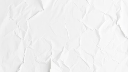 Texture of crumpled white poster paper with creases and wrinkles, design, blank, texture