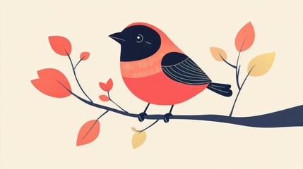 Fototapeta premium Love bird illustration featuring a flat design concept