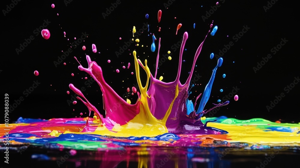 Aufkleber vibrant paint splash creating colorful artistry against a dark background enhancing creativity and i