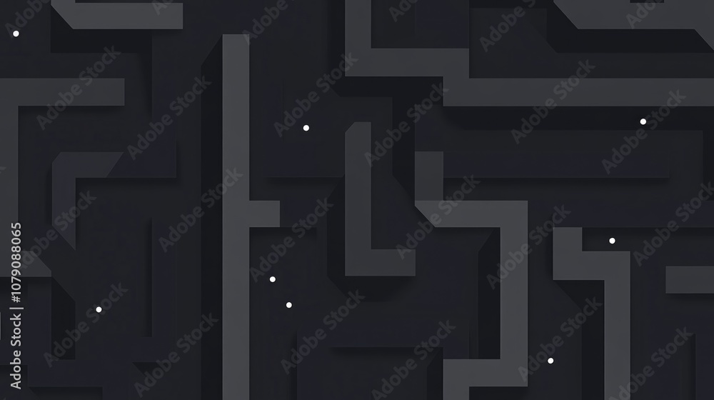 Poster abstract black square maze design engaging and entertaining game for all ages minimalistic flat illu