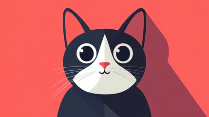 Colorful flat design cartoon cat illustration