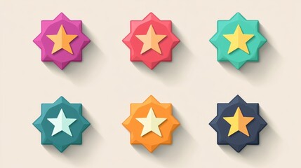 Obraz premium Set of star rating badges in a flat design style