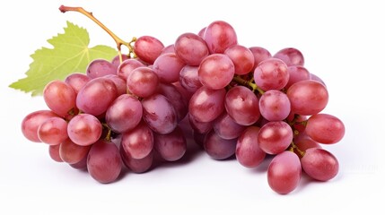 Fototapeta premium Ripe beautiful blue or pink grapes on a white background.