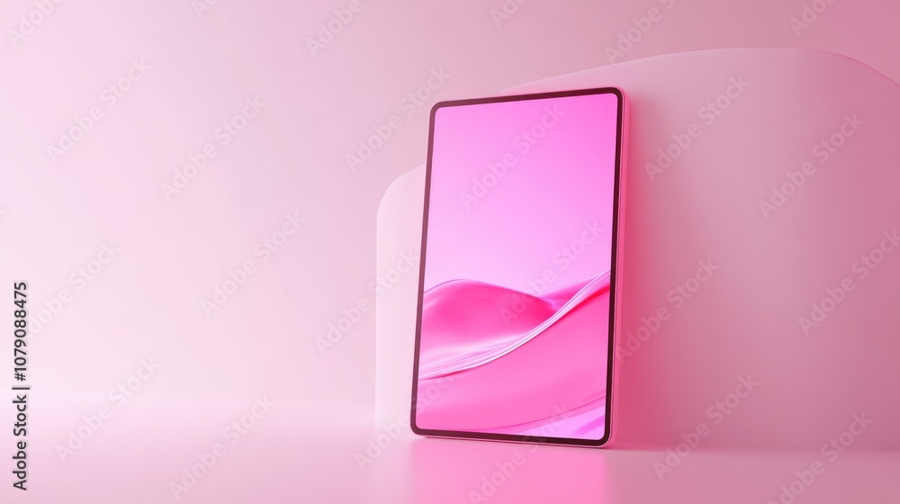 Poster stylish pink tablet computer showcased against a white backdrop abstract 3d rendering