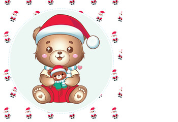 Cute christmas characters, christmas decoration, background for christmas invitation, party.