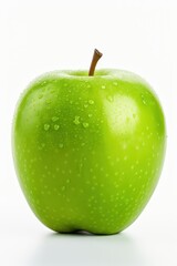 beautiful green apple on a white background.