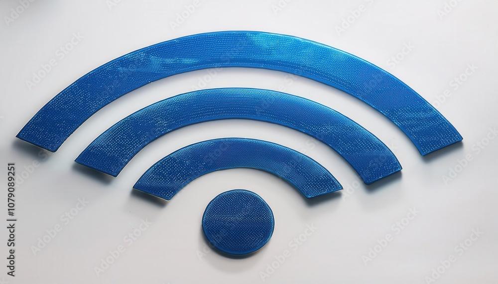 Poster high tech blue wi-fi symbol render with dotted texture for internet connectivity and digital network
