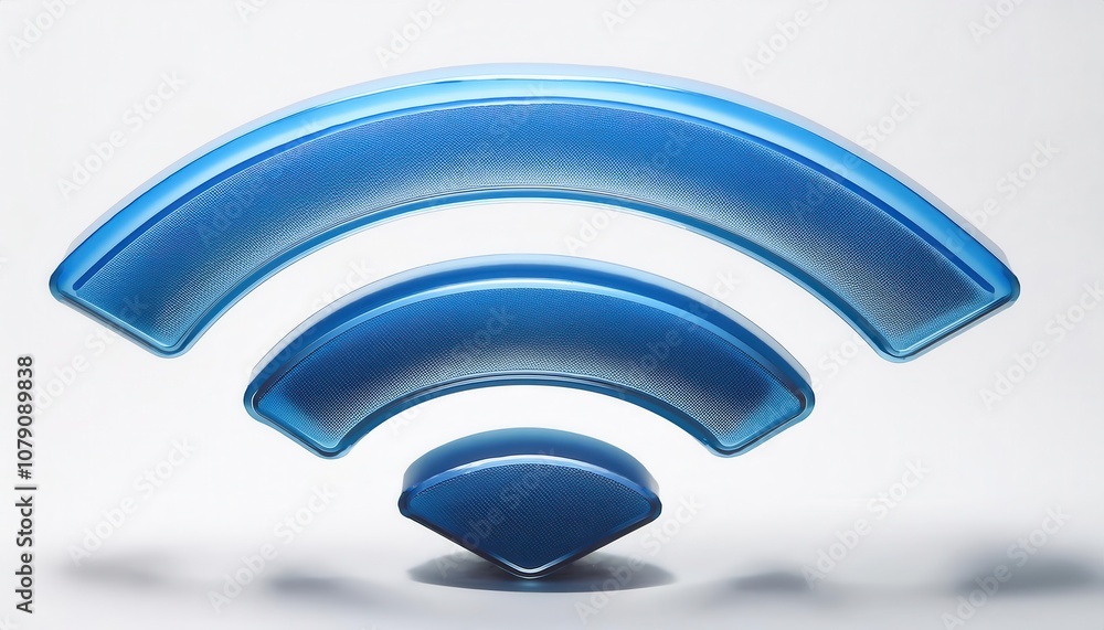 Poster high tech blue wi-fi symbol render with dotted texture for internet connectivity and digital network