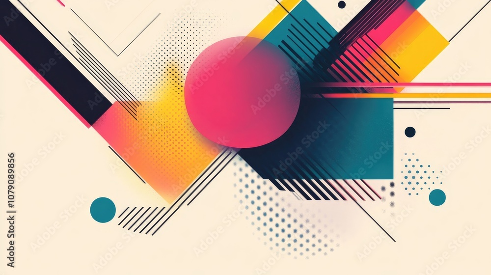 Poster abstract geometric backdrop featuring a vibrant line arrangement on a light surface flat design elem