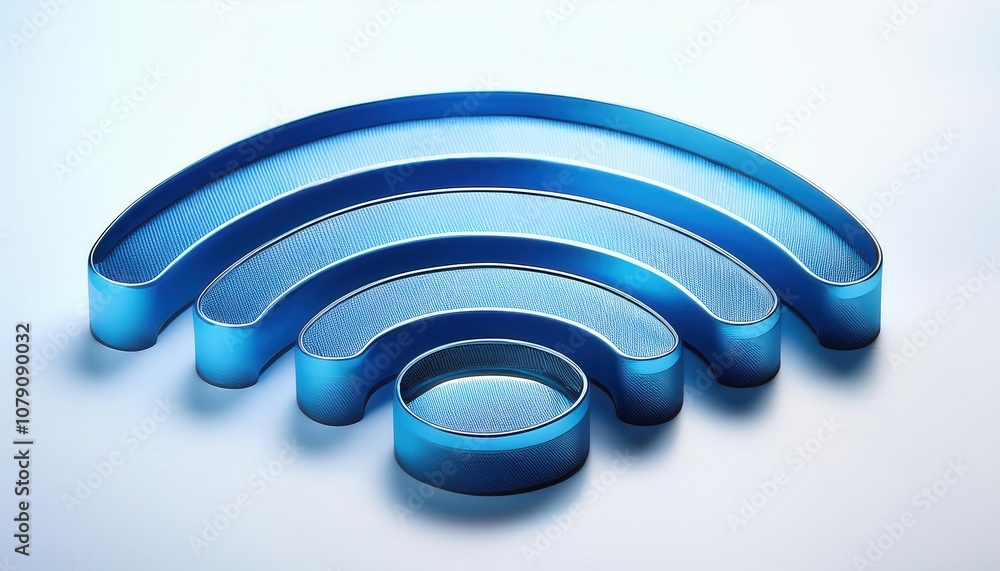 Poster high tech blue wi-fi symbol render with dotted texture for internet connectivity and digital network