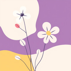 Naklejka premium multicolored flowers on a plain background