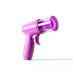 Innovative purple handheld device featuring transparent nozzle for vibrant and precise applications, isolated on a white background. on a white background