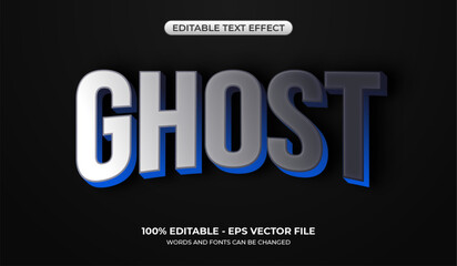3D Ghost text effect on a black background. Editable gaming graphic styles
