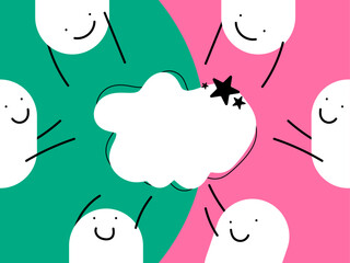 Abstract comic anime characters with retro pop artwork flat designs