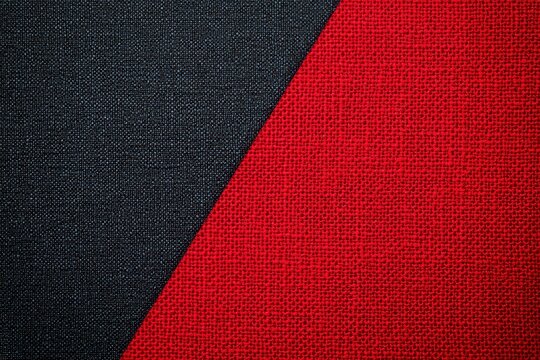 Black Friday Sale, A close-up view of a textured fabric featuring a diagonal split between black and red sections, highlighting the contrast in colors and fabric patterns.