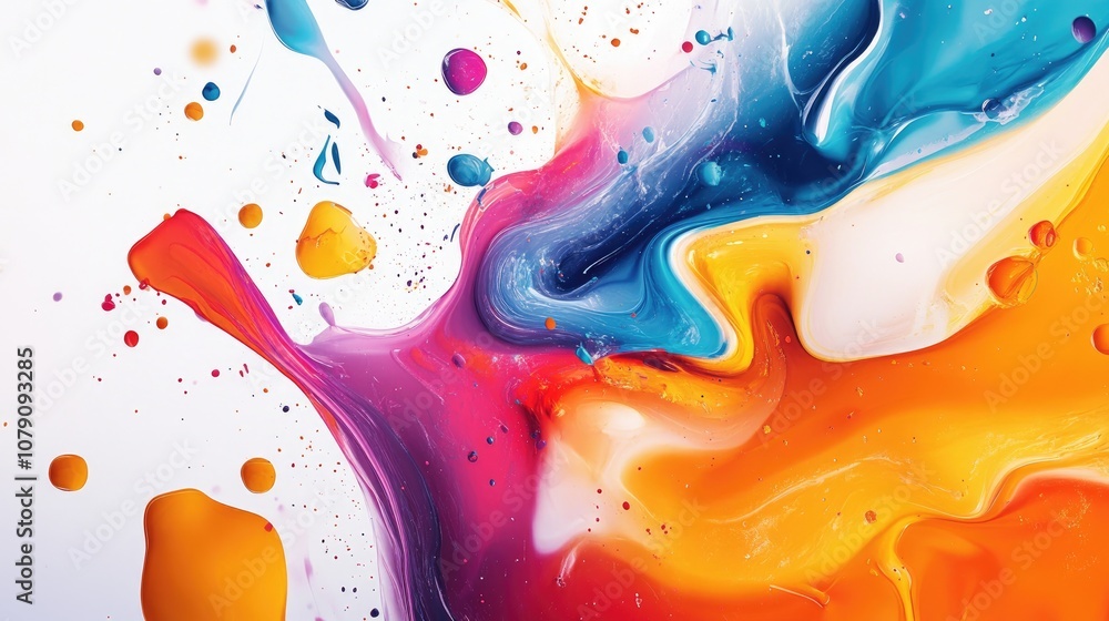 Poster vibrant abstract artwork featuring dynamic shapes and colors creating an energetic and engaging visu