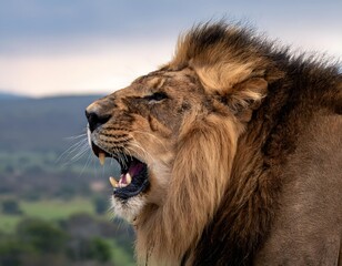 lion roaring in the wilding