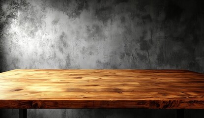 empty of  Empty wooden table top with defocused dark concrete wall background