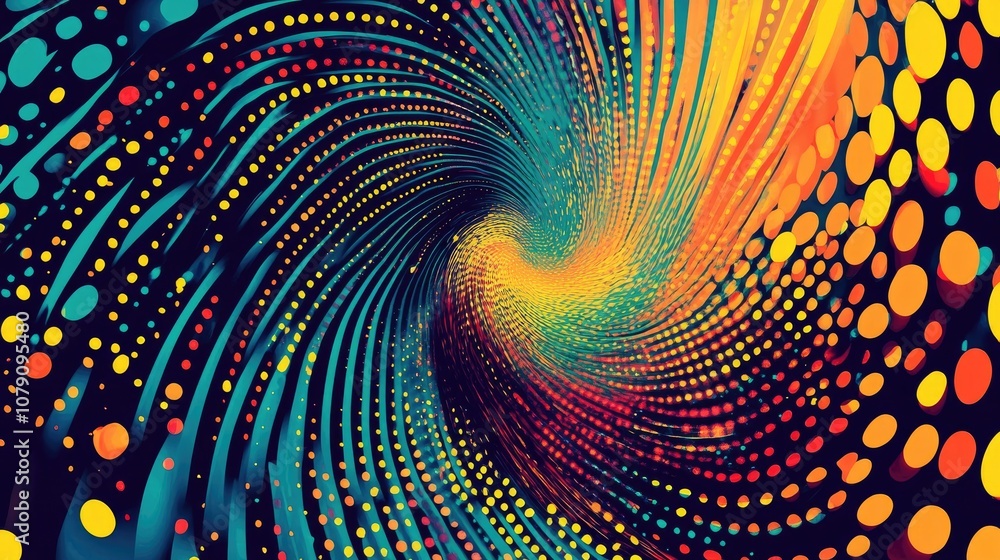 Poster vibrant abstract background featuring a mesmerizing geometric circle pattern in a variety of colors