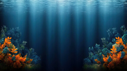 Vibrant underwater scene with colorful coral and soft light rays