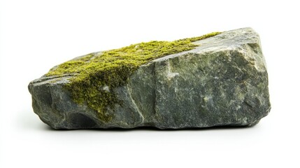 Fototapeta premium stone with green moss isolated on white