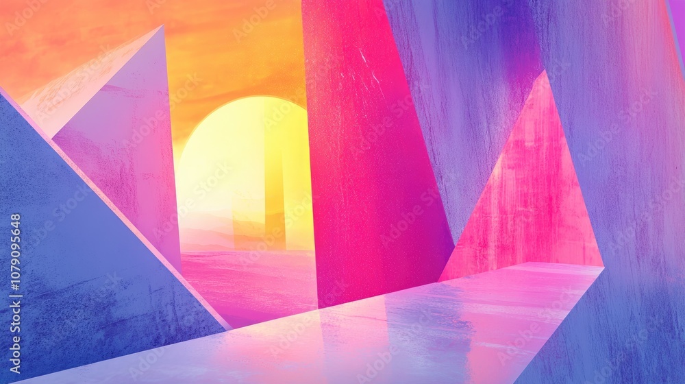 Aufkleber triangular backdrop featuring a geometric abstract design concept art created through digital painti
