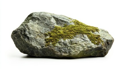 Fototapeta premium stone with green moss isolated on white