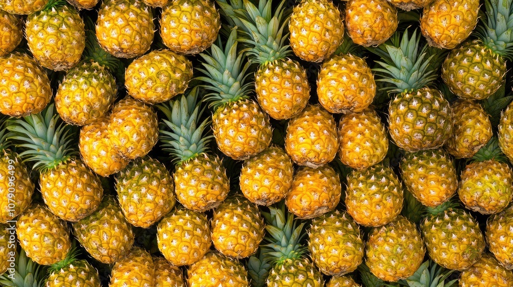 Poster pineapple design featuring fresh fruit halves in a repeating pattern
