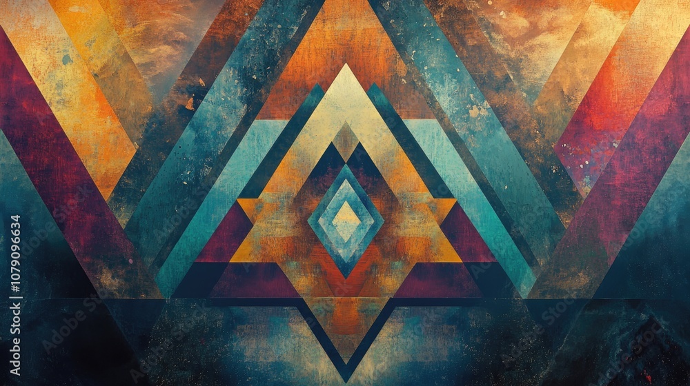 Aufkleber triangular backdrop featuring a geometric abstract design concept art created through digital painti