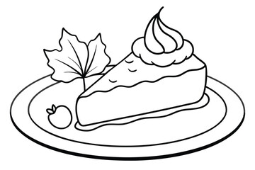 Single Slice of Pie on Plate with Leaves