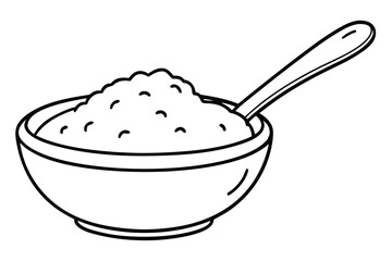 Bowl of Oatmeal with Spoon for Breakfast