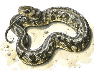 Obraz premium Illustration an Elaphe dione snake in a natural pose