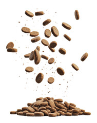 PNG Dry pet food dropping from above onto a pile